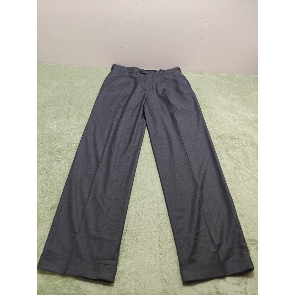 Perry Ellis Mens 36x34 Charcoal Gray Neo Luxe Pleated Cuffed Dress Slacks NWT